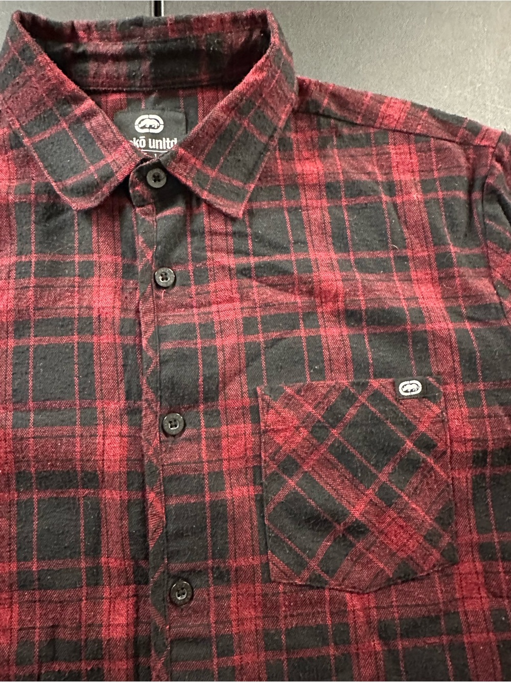 Ecko unltd red & Black Plaid Flannel Shirt